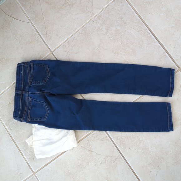 Girls size 7 skinny crazy 8 blue jeans and old navy cream 6/7 tank top - Picture 7 of 8